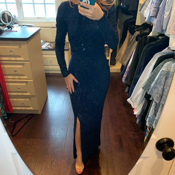 Long Sleeve Ralph Lauren Evening Dress 